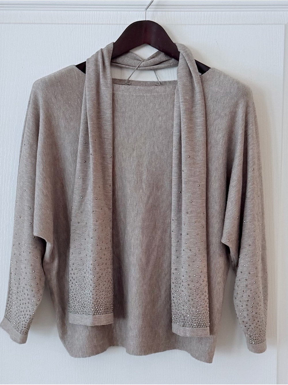Liv Milano Taupe 2-Piece Embellished Sweater